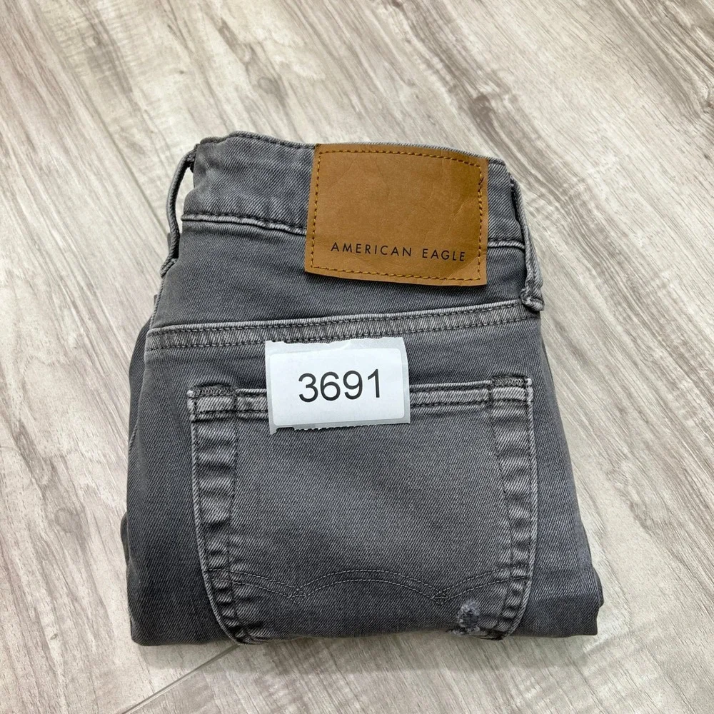 American Eagle AirFlex Skinny Jeans Men's 28x30 Gray Distressed Stretch Denim